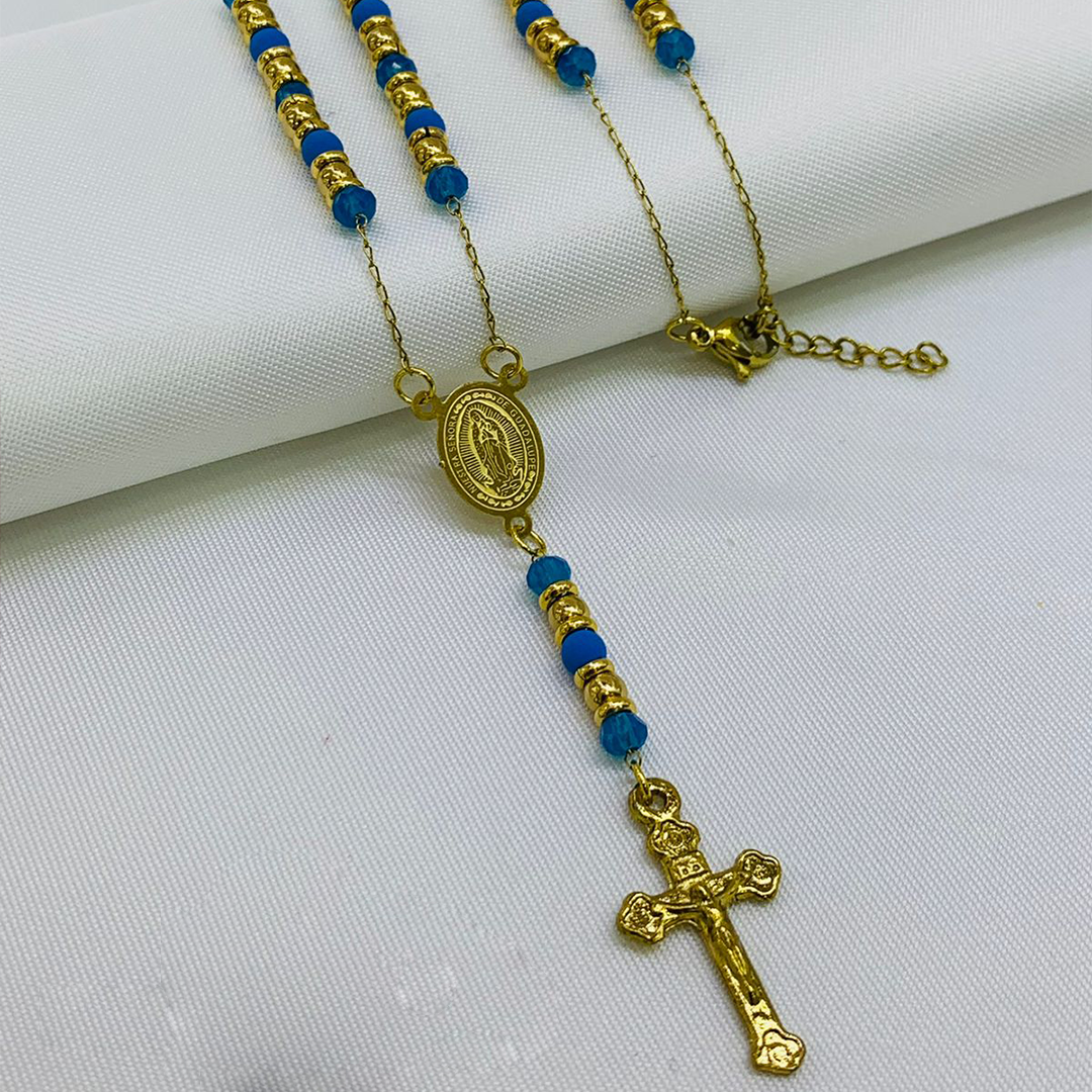 Celestial Sapphire Camándula | Protección divina con brillo de zafiro