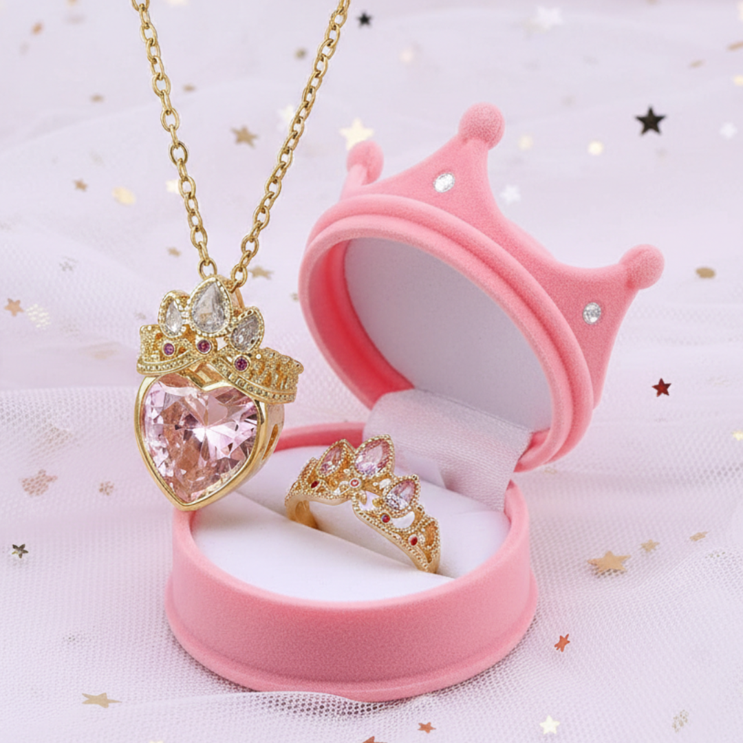 Set Rapunzel Anillo + cadena + caja princesa