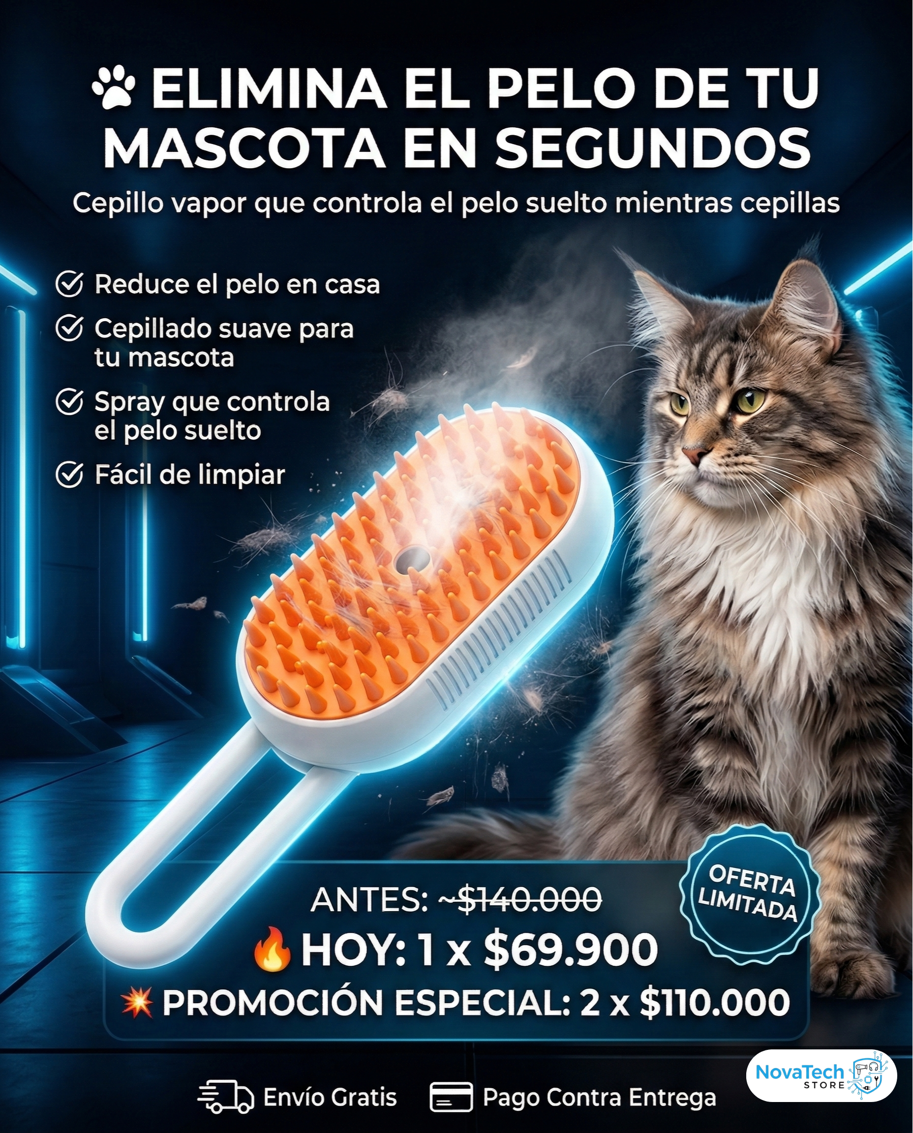 Cepillo Vapor Para Mascotas